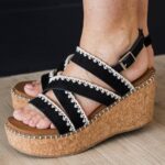 Very G Bethany Wedge Sandal- Black