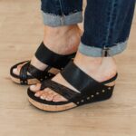 Corky’s Bashful Wedge Sandals- Black